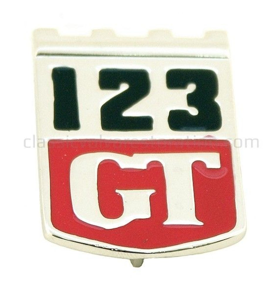 Emblem "123 GT" til Volvo Amazon-skærm