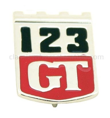 Emblem "123 GT" til Volvo Amazon-skærm