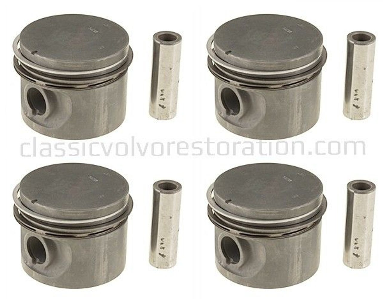 Stempelsæt (4 stk.) med ringe til Volvo B19, B20, B30 1974- 0,015" — bild 2 av 2