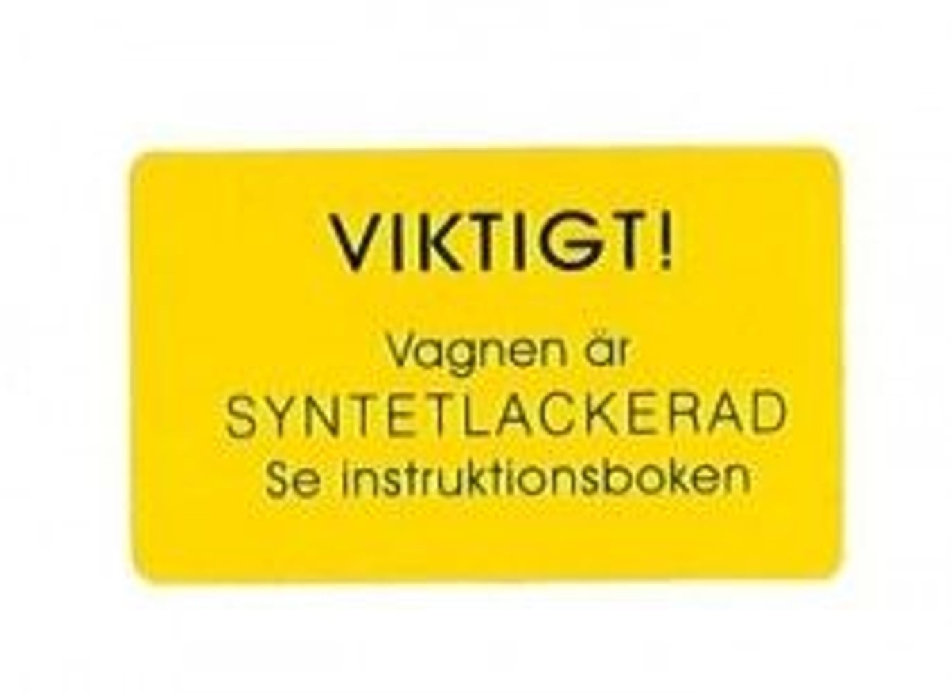 Mærkatlak Volvo advarsel til Volvo PV444 1956 — bild 1 av 2
