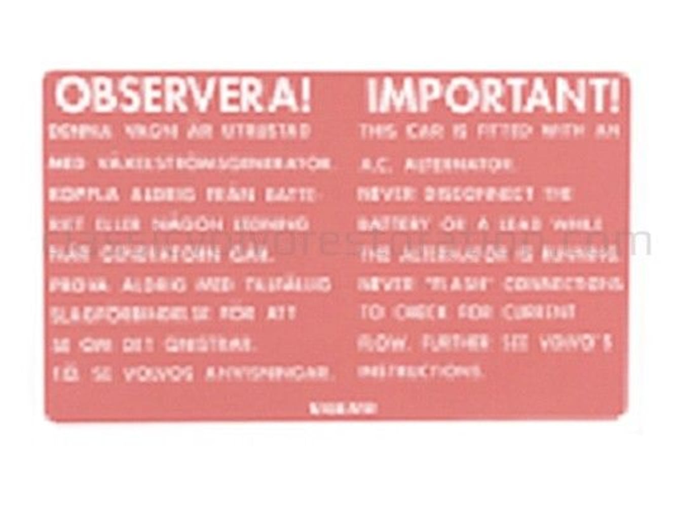 Mærkat generator til Volvo 123GT rød — bild 2 av 2