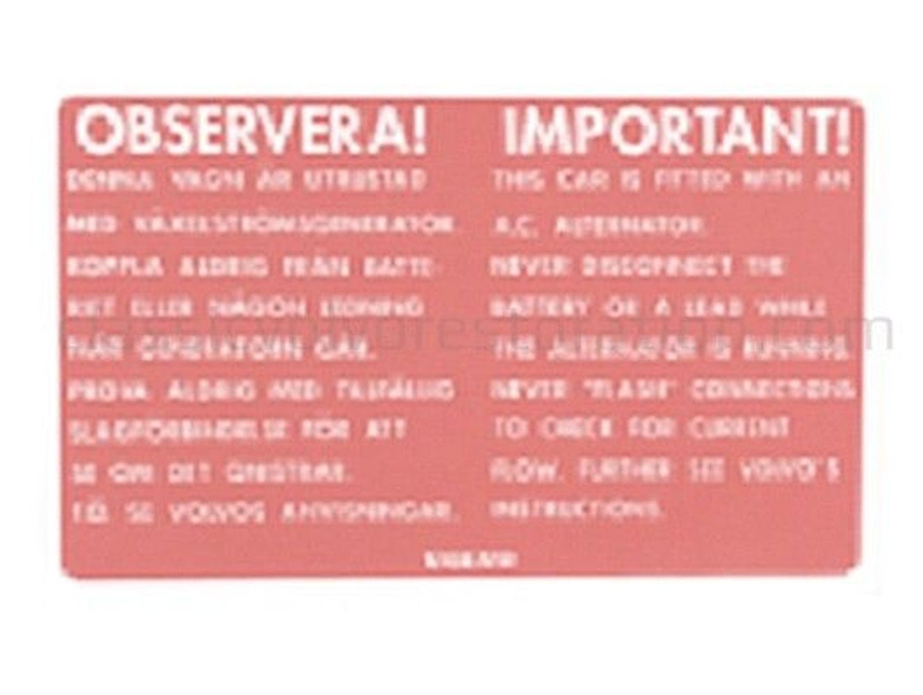 Mærkat generator til Volvo 123GT rød — bild 2 av 2
