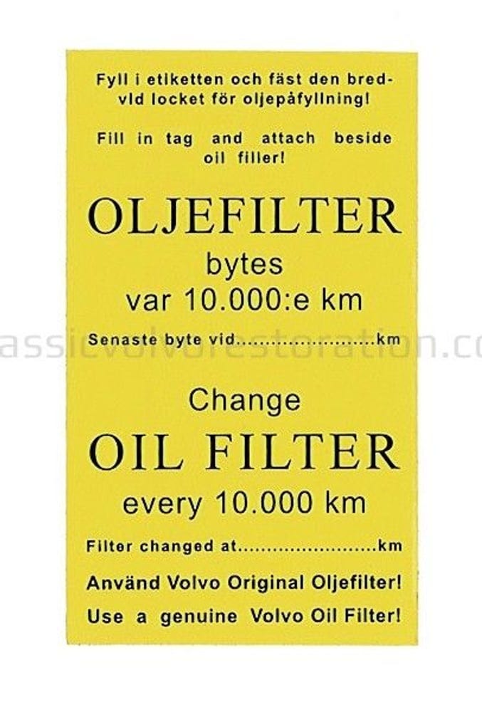 Servicemærke til oliefilter — bild 2 av 2