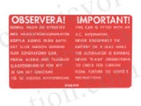 Mærkat generator til Volvo 123GT rød — bild 1 av 2